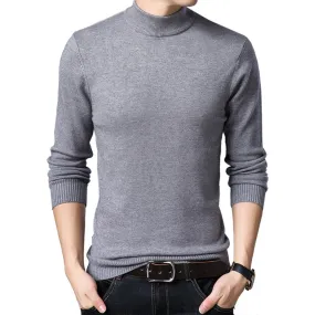 Xituodai Men's Winter Sweater Thick-Plain Knit Base Woollen Sweater Middle-aged Men'S Wear Slim Fit Stretch Sweater Men's